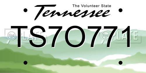 TS7O771 Tennessee License Plate