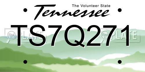 TS7Q271 Tennessee License Plate