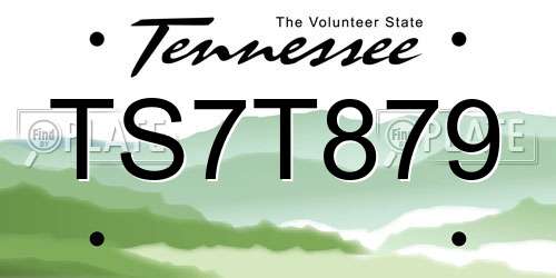 TS7T879 Tennessee License Plate