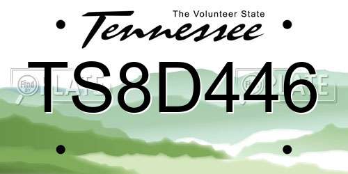 TS8D446 Tennessee License Plate