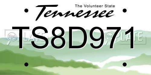 TS8D971 Tennessee License Plate
