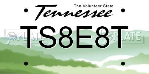TS8E8T Tennessee License Plate