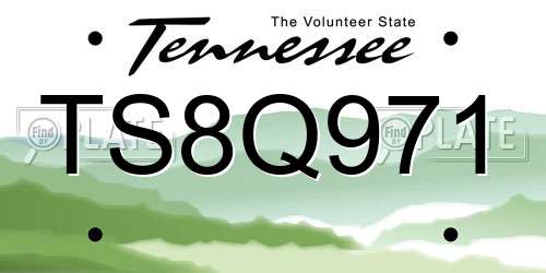 TS8Q971 Tennessee License Plate