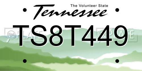 TS8T449 Tennessee License Plate