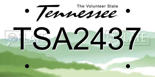 TSA2437 Tennessee License Plate
