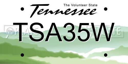 TSA35W Tennessee License Plate