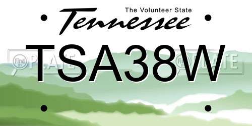 TSA38W Tennessee License Plate