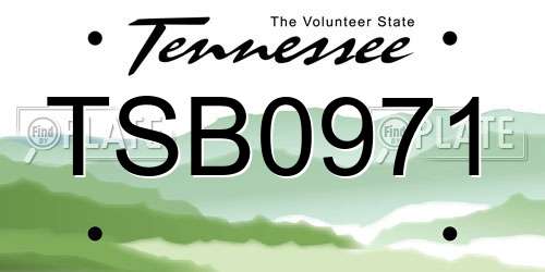 TSB0971 Tennessee License Plate