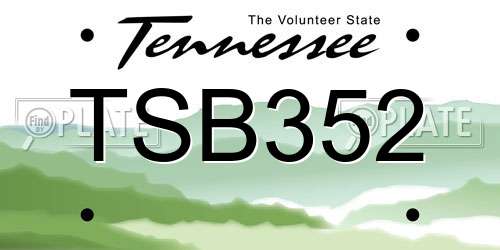TSB352 Tennessee License Plate
