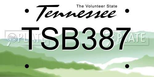 TSB387 Tennessee License Plate