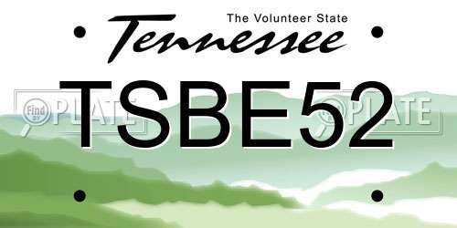TSBE52 Tennessee License Plate