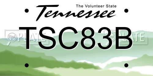TSC83B Tennessee License Plate