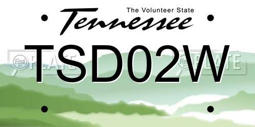 TSD02W Tennessee License Plate
