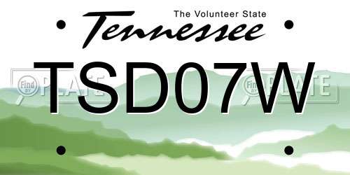 TSD07W Tennessee License Plate