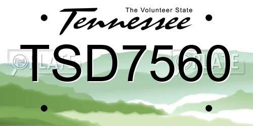 TSD7560 Tennessee License Plate