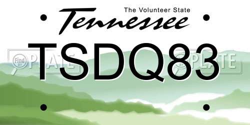 TSDQ83 Tennessee License Plate