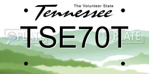 TSE70T Tennessee License Plate