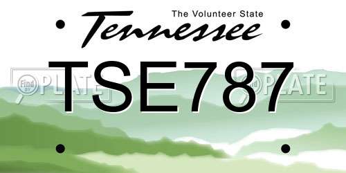 TSE787 Tennessee License Plate