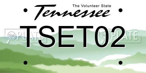 TSET02 Tennessee License Plate