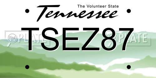 TSEZ87 Tennessee License Plate