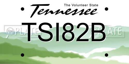TSI82B Tennessee License Plate
