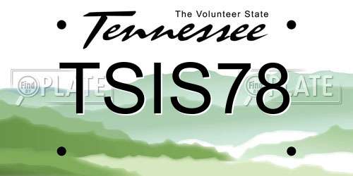 TSIS78 Tennessee License Plate