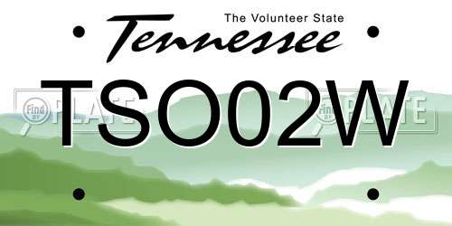 TSO02W Tennessee License Plate