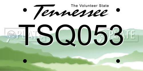 TSQ053 Tennessee License Plate
