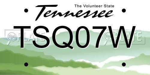 TSQ07W Tennessee License Plate