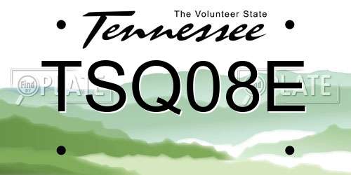 TSQ08E Tennessee License Plate