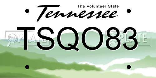 TSQO83 Tennessee License Plate