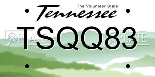 TSQQ83 Tennessee License Plate