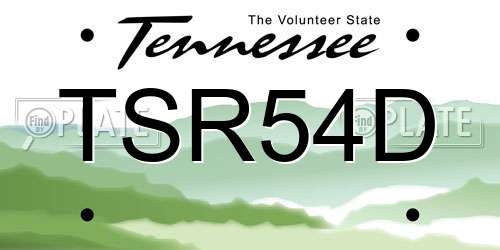 TSR54D Tennessee License Plate