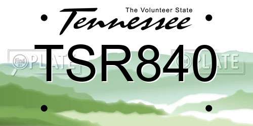 TSR840 Tennessee License Plate