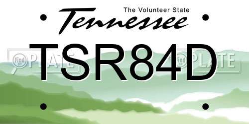 TSR84D Tennessee License Plate