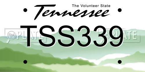 TSS339 Tennessee License Plate