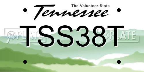 TSS38T Tennessee License Plate