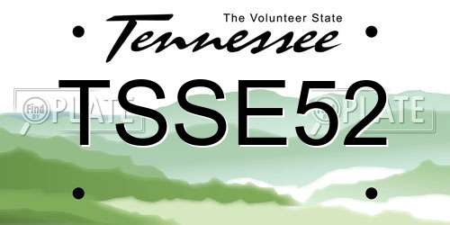 TSSE52 Tennessee License Plate