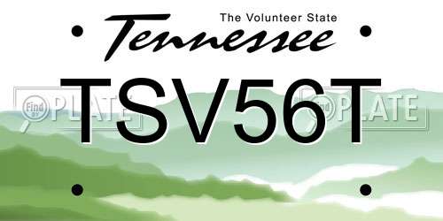 TSV56T Tennessee License Plate