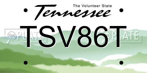 TSV86T Tennessee License Plate