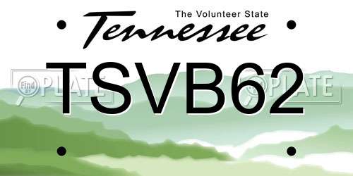 TSVB62 Tennessee License Plate
