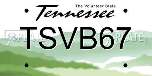 TSVB67 Tennessee License Plate