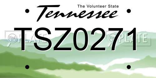 TSZ0271 Tennessee License Plate