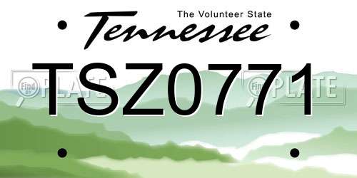TSZ0771 Tennessee License Plate