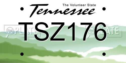 TSZ176 Tennessee License Plate