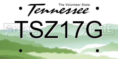 TSZ17G Tennessee License Plate