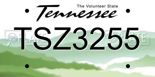 TSZ3255 Tennessee License Plate