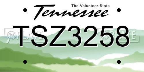 TSZ3258 Tennessee License Plate