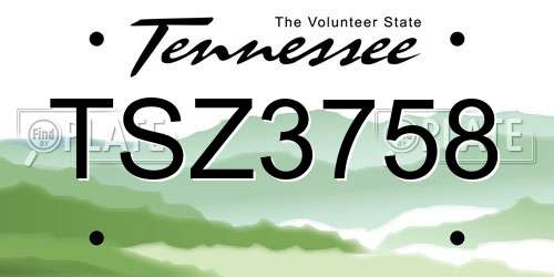 TSZ3758 Tennessee License Plate