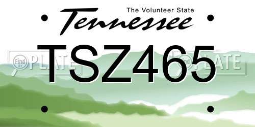 TSZ465 Tennessee License Plate
